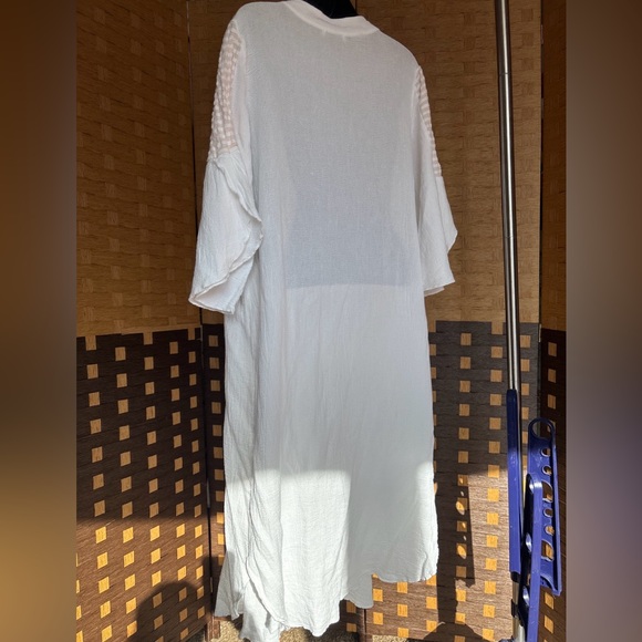 Meo Meli Italian White Cotton Linen Blend Dress Size M - Picture 2 of 6